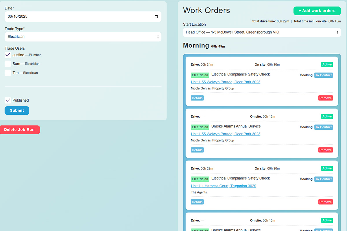 Job Run Manager scheduling view