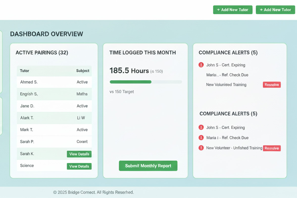 Tutor matching platform interface
